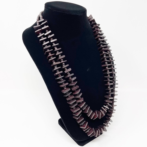 Vintage Ethnic Wooden Beaded Statement Necklace - Picture 3 of 4